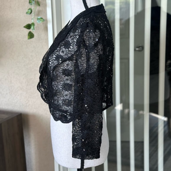NWOT R&M Richards Black sequins Bolero Jacket - Picture 8 of 9